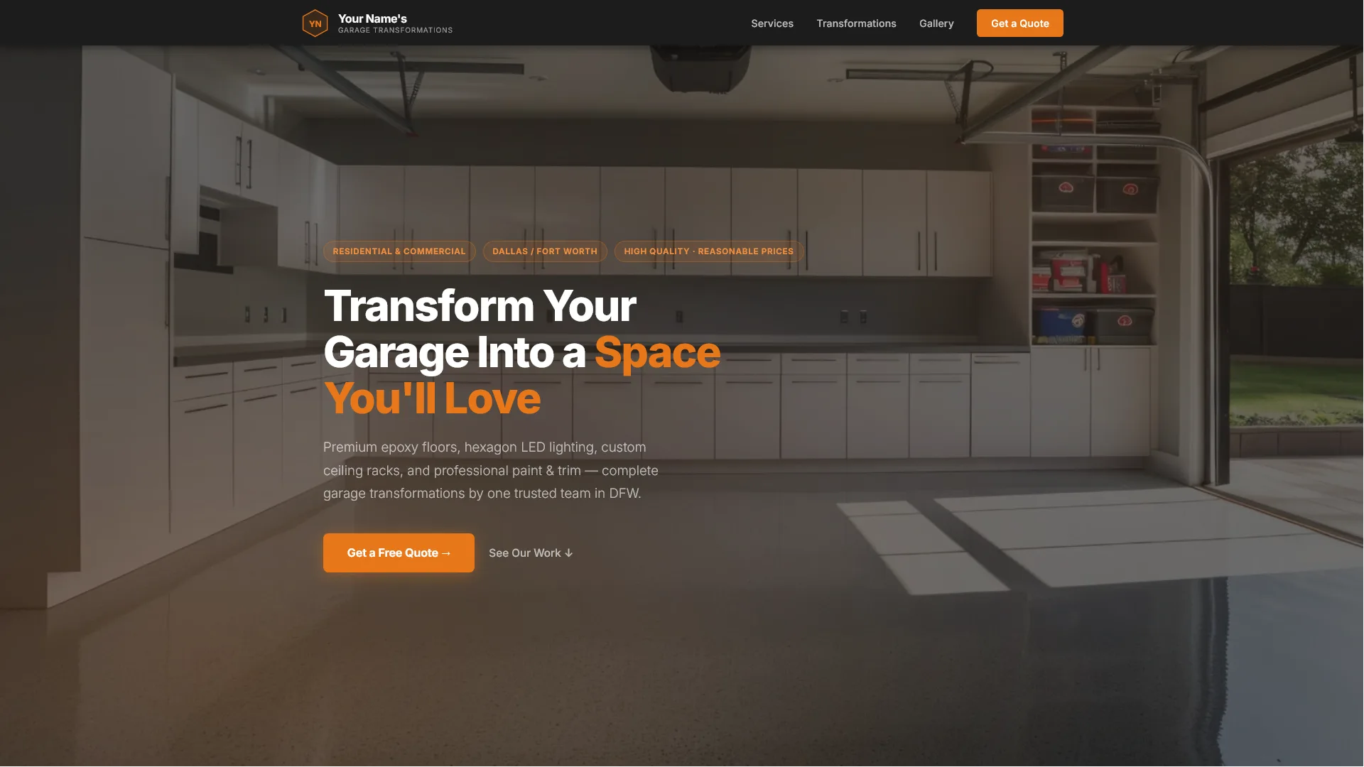 Cocreator garage epoxy flooring website built by Sequel Web Studio
