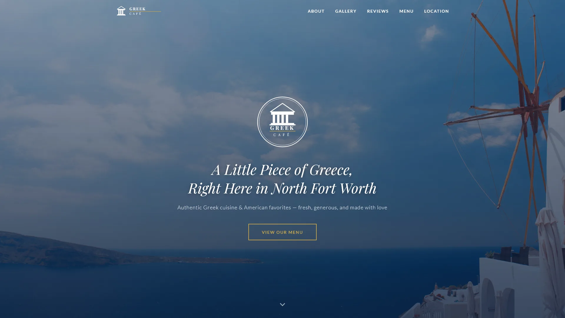 Greek Café Keller restaurant website built by Sequel Web Studio